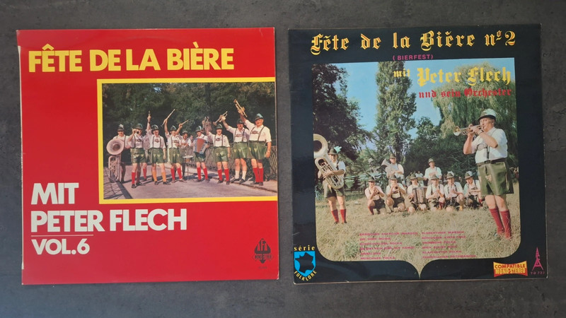 Lot 2 vinyles Fête de la Bière Peter Flech – 33 tours AFA – Vol.6 + n°2 Bierfest folklore