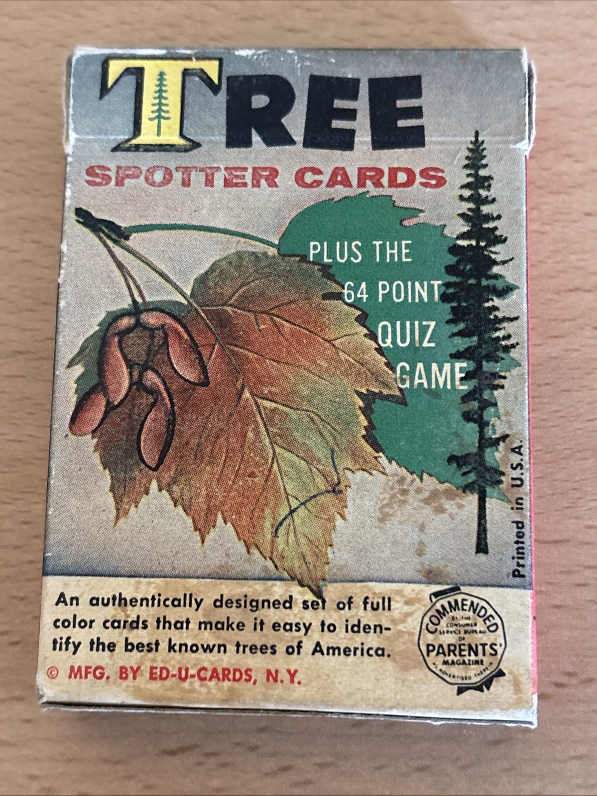 1962 Ed-U-Cards Tree Spotter Cards Complete 36 Card Set Box Instructions Vintage