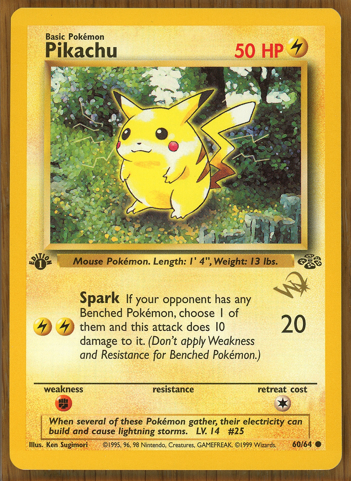 Pikachu - 60/64 ~ Jungle ~ 1st Edition ~ W Stamped WOTC Promo ~ Near Mint!