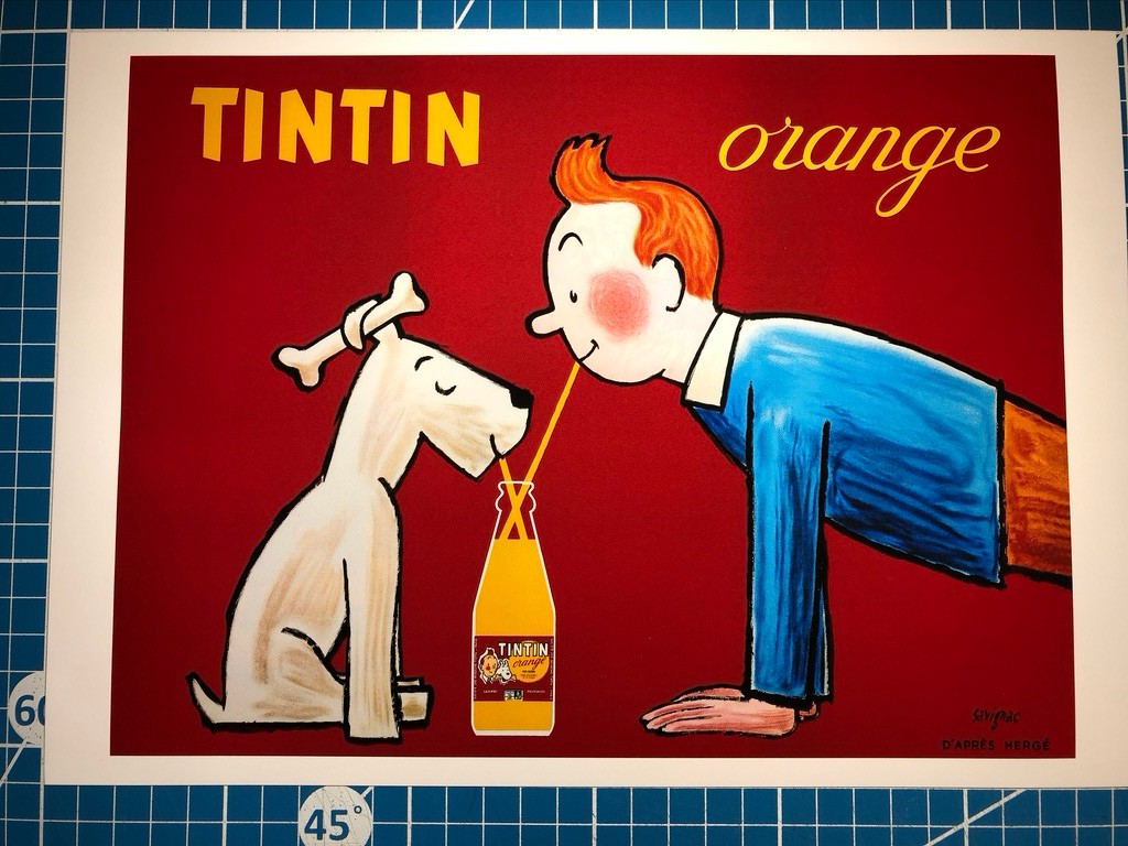 Savignac Tint Orange Tintin et Milou (Hergé) Tirage format A4