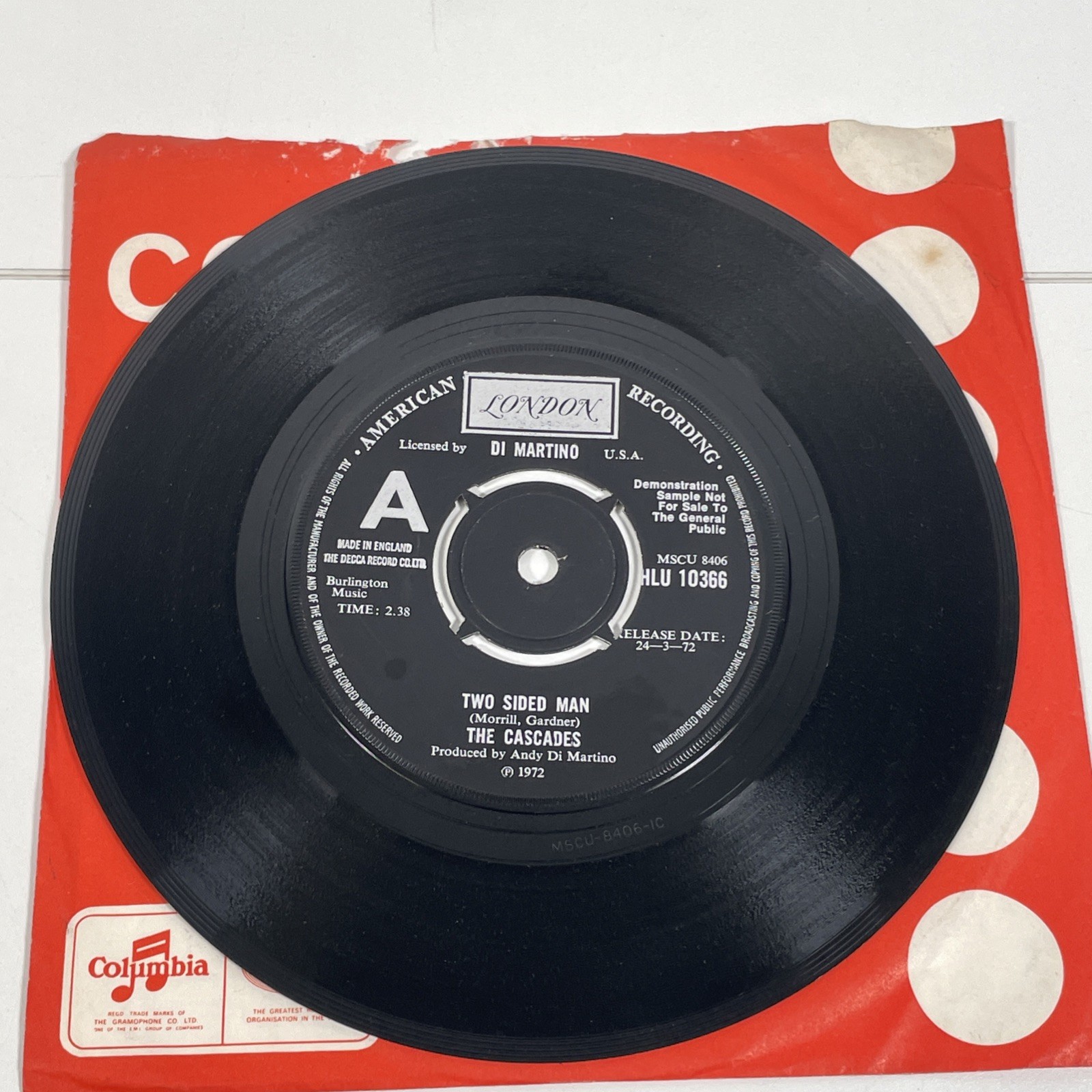 The Cascades Two Sided Man 7” Single Vinyl Record 45rpm The Woman’s A Girl