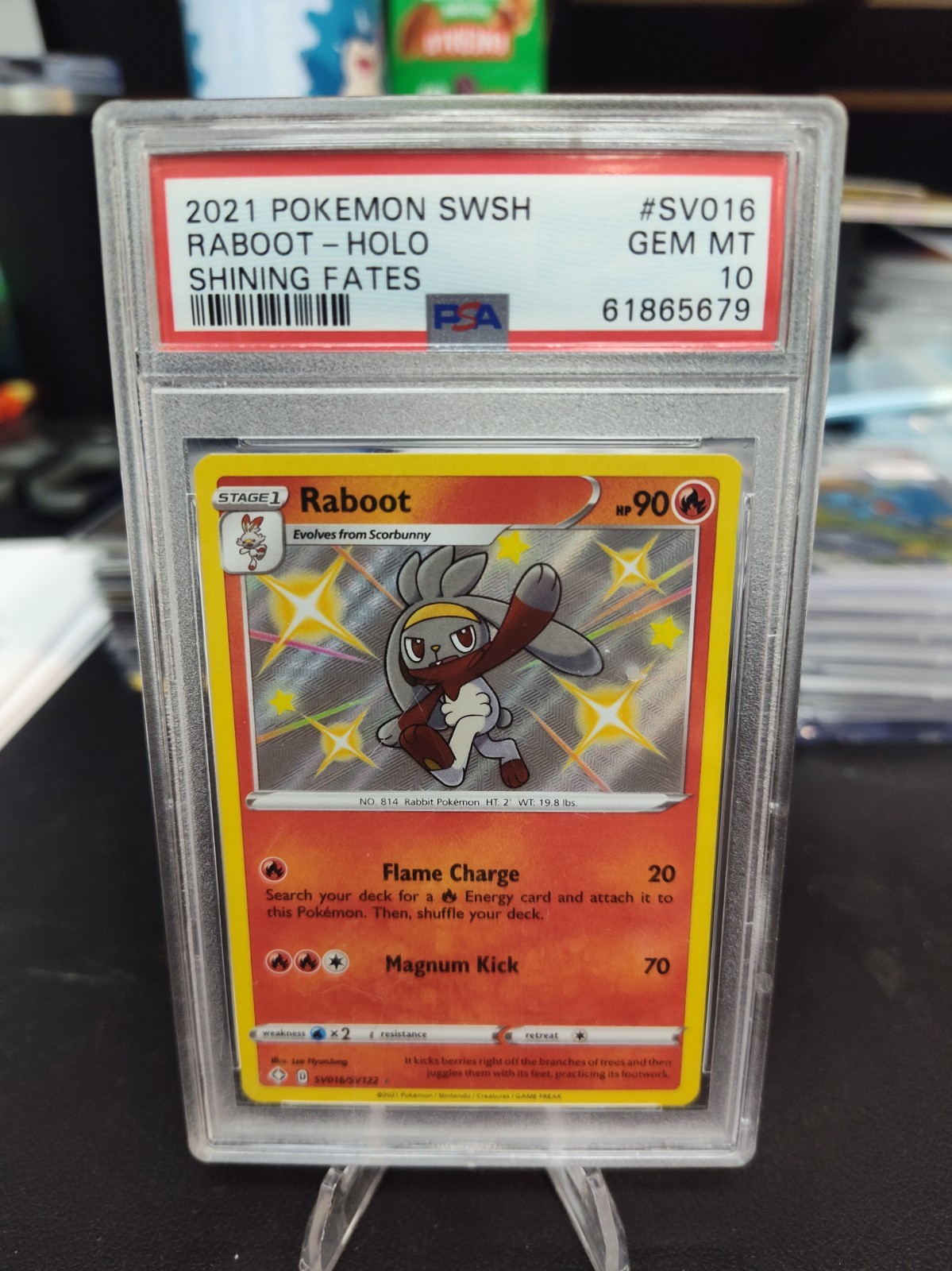 Pokemon PSA 10 RABOOT SV016/SV122 - SWSH SHINING FATES HOLO - NM/MINT