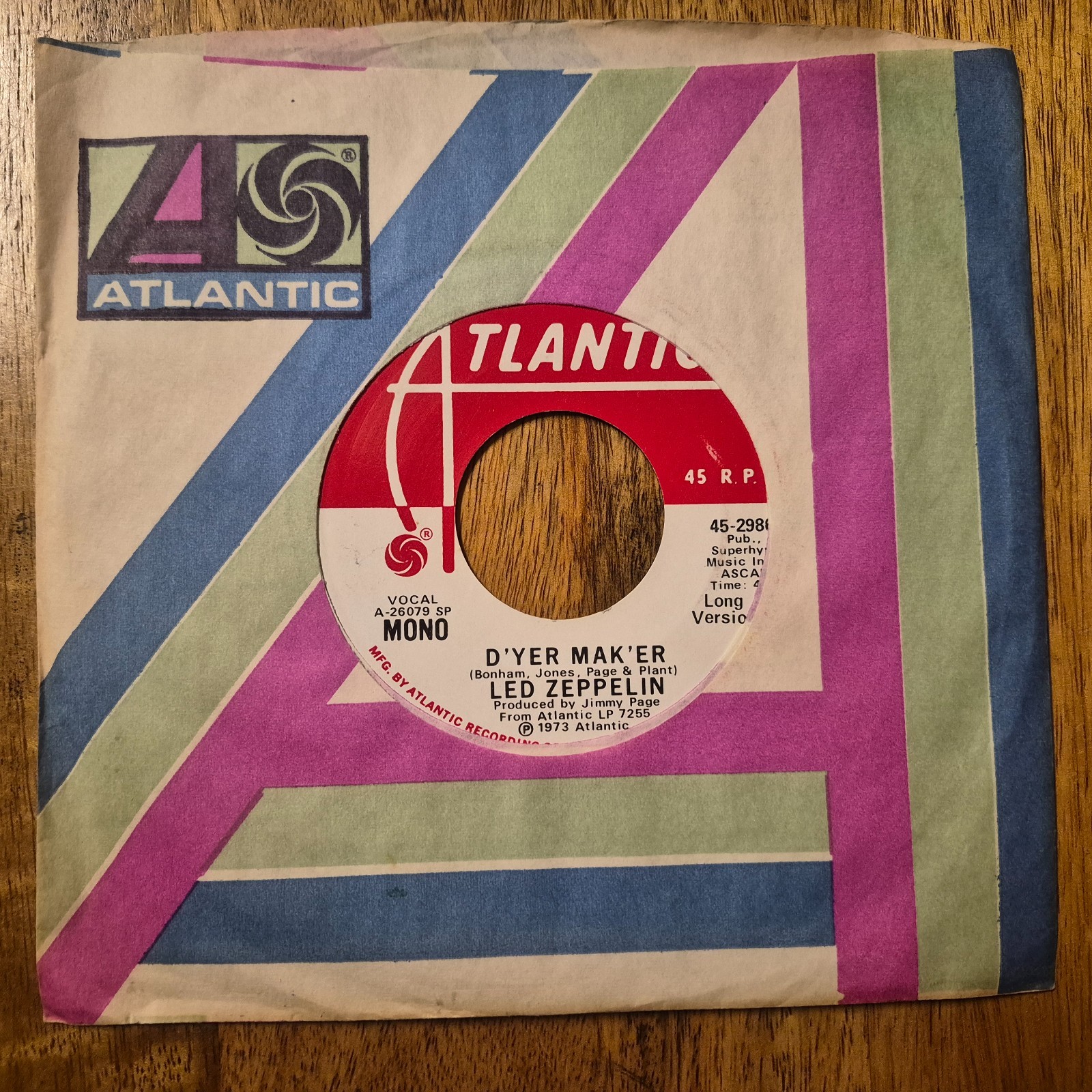 Led Zeppelin – D'yer Mak'er 1973 Atlantic 45-2986 PROMO SP Specialty Pressing AT
