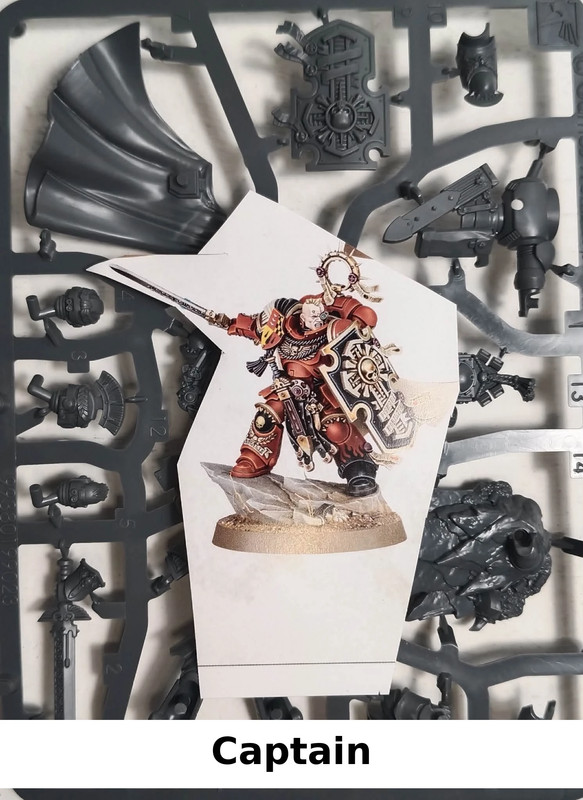 Capitaine avec bouclier relique space marine sur grappe warhammer 40000