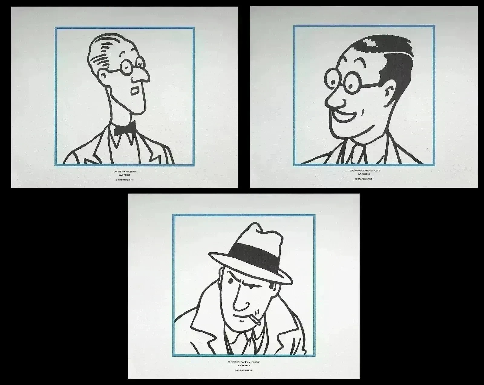 HERGE : TINTIN La Presse, 3 Lithographies Ex Libris, 2011