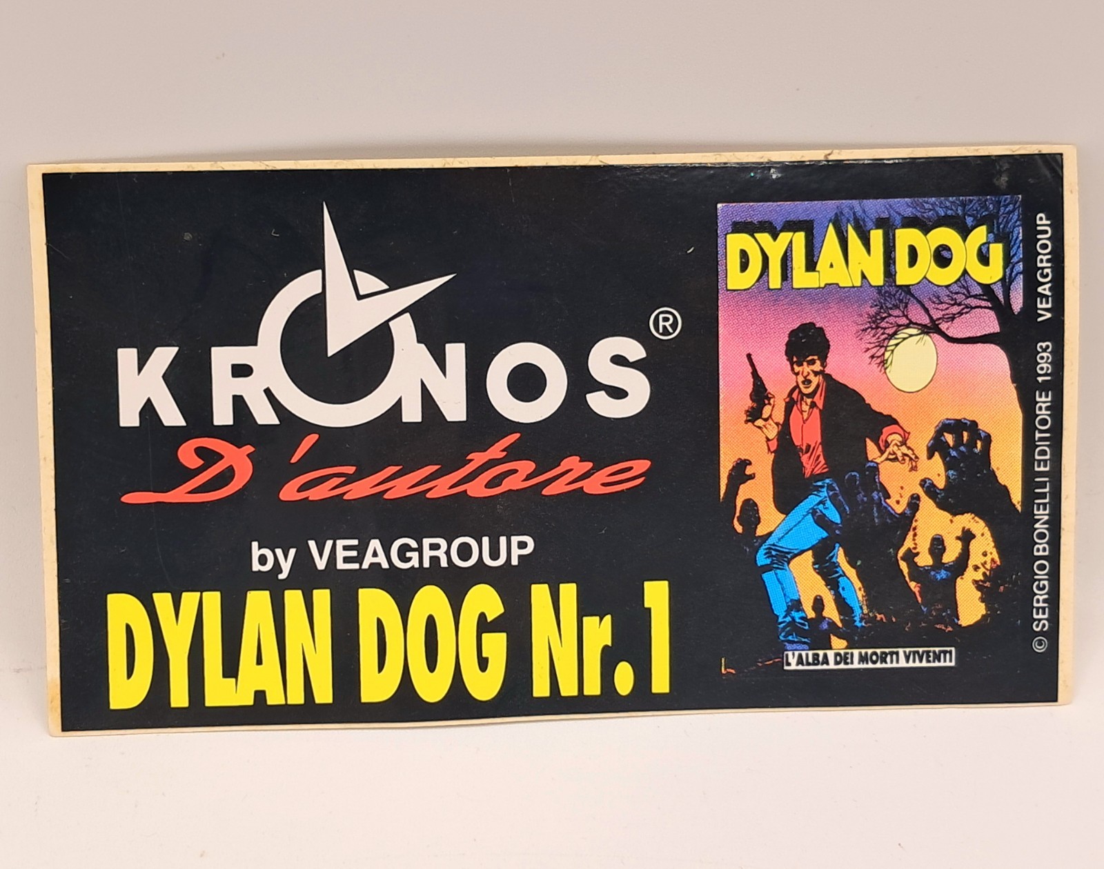 Adesivo promo Kronos D'Autore Dylan Dog N1 Alba Morti Viventi 1993 mai usato