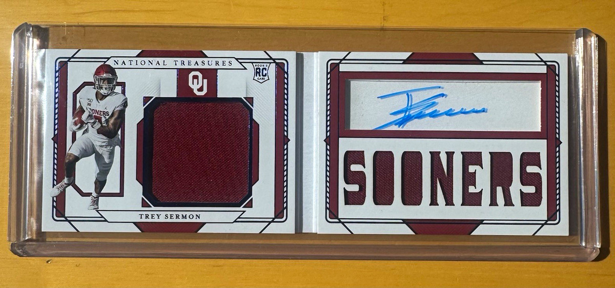 2021 Tesori Nazionali Trey Sermon Rookie Libretto Auto /58 - Sooners - Falcons