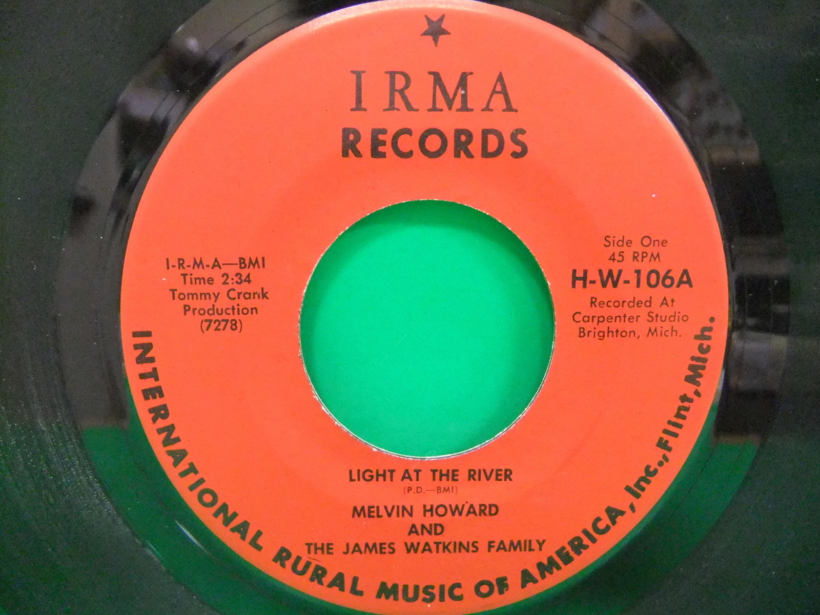 Melvin Howard & The James Watkins Family Light At The River/ Angels VG+ IRMA 106