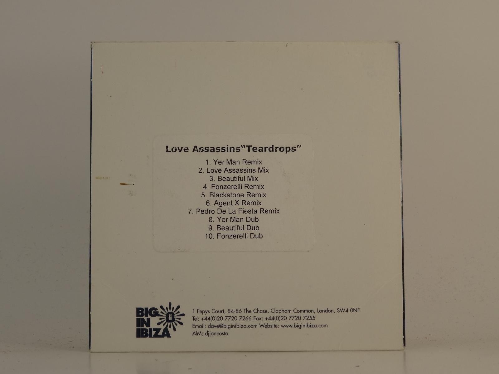 LOVE ASSASSINS TEARDROPS (H1) 10 Track Promo CD Single plus Card Sleeve BIG IN I