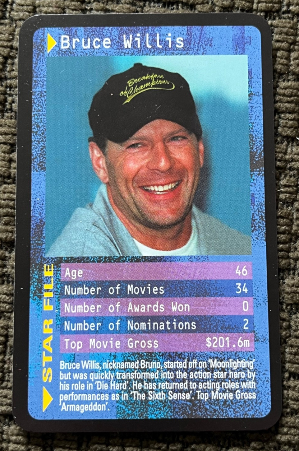 Bruce Willis Actor Movie Film Star Star File Collector Card
