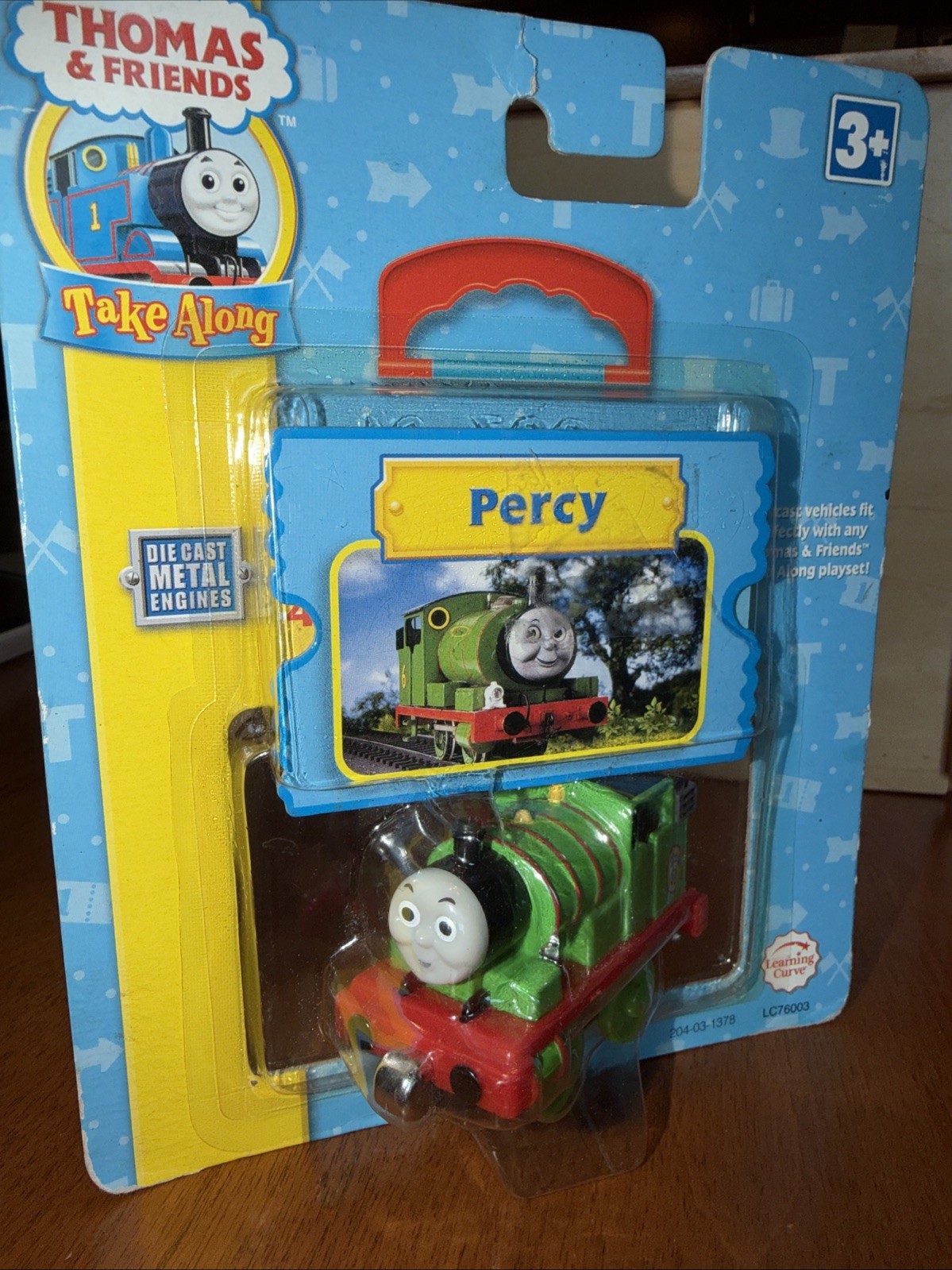 PERCY !  THOMAS FRIENDS TRAIN Diecast TAKE N PLAY ALONG New Card Yellow Boarder