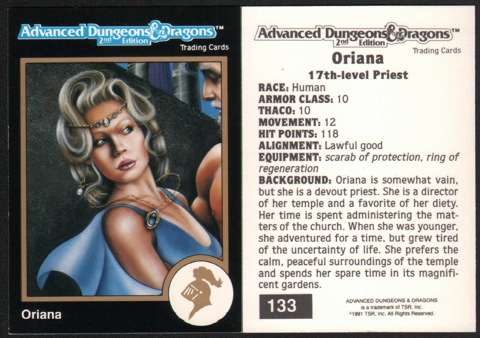 1991 TSR AD&D Gold Border Dungeons & Dragons RPG Fantasy Art Card #133 ~ Chierico