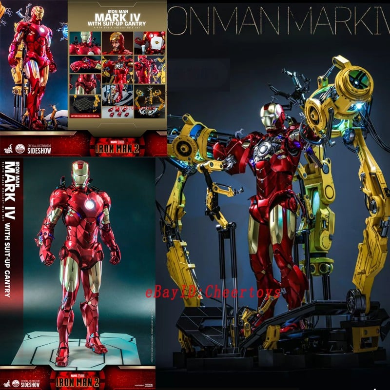 1/4 Hot Toys QS021 Iron Man Mark IV con set accessori cavalletto vestito nuovo