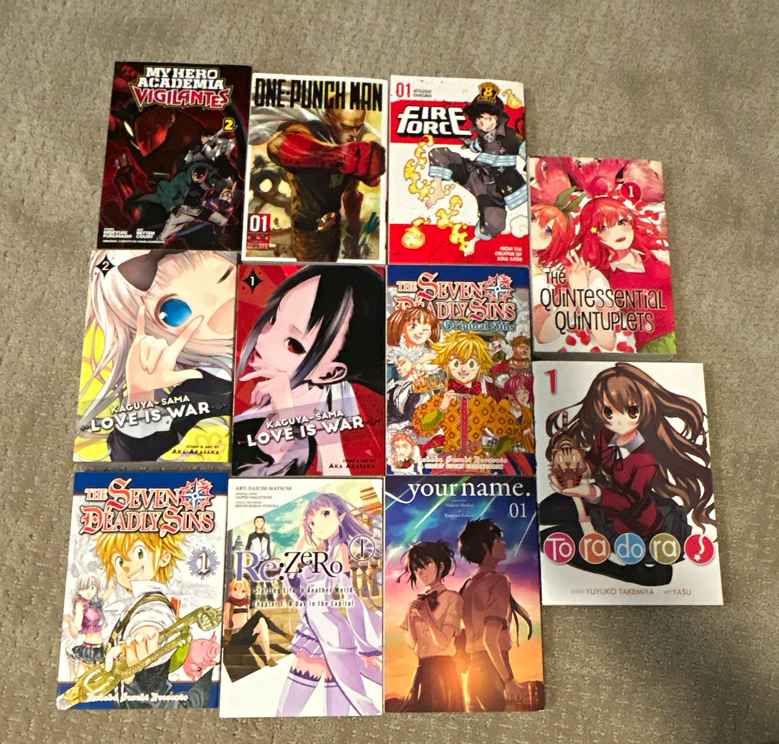Manga lotto misto inglese: MHA Vigilantes, One Punch Man, Fire Force 8 e altri