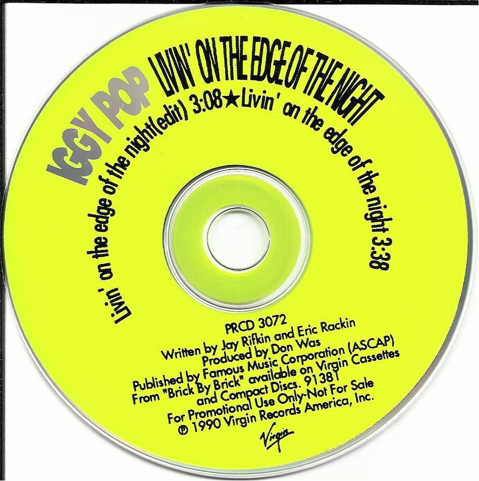 The Stooges IGGY POP Livin on the edge RARE EDIT USA PROMO DJ CD Single of Night