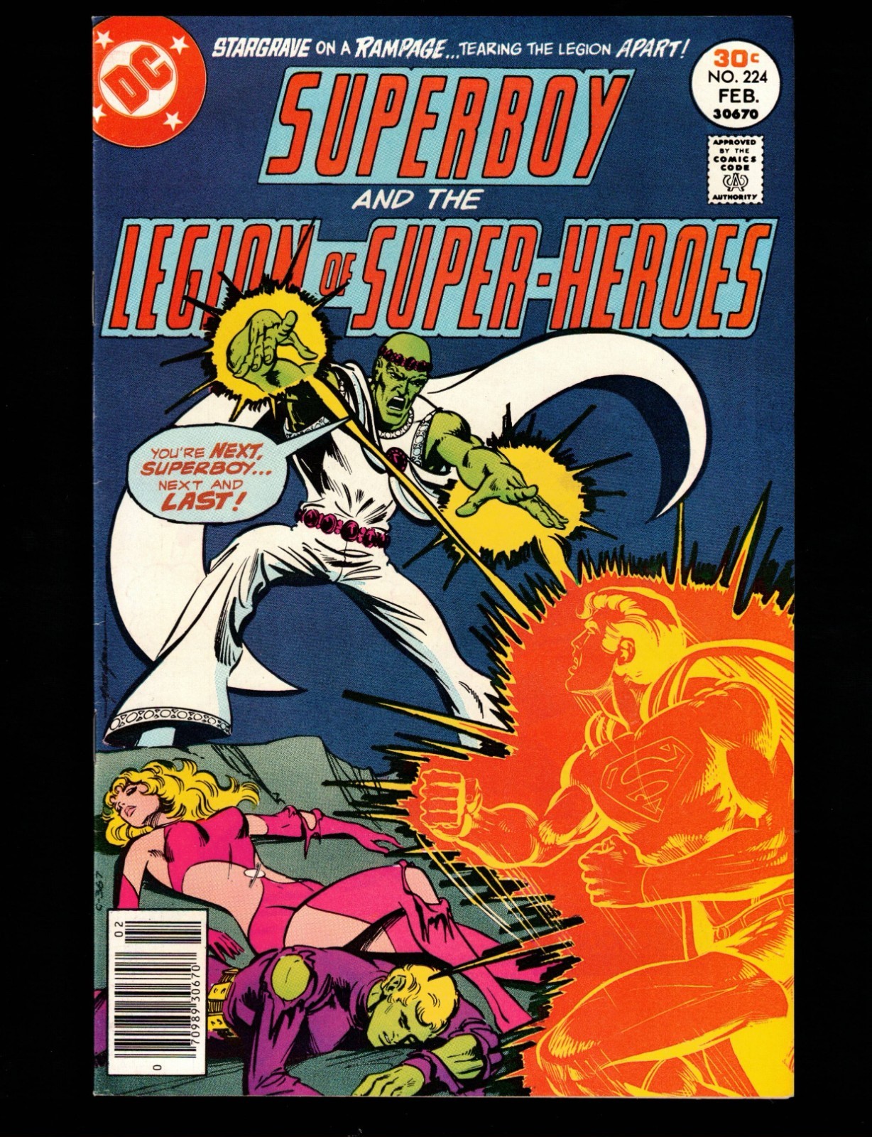 Superboy Legion of Super-Heroes #224 vs Stargrave, Holdur, Quicksand VF 1977 DC