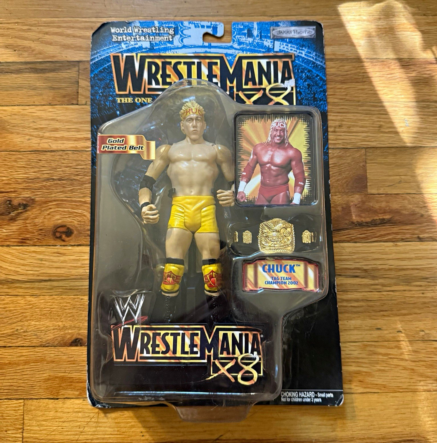 Action figure Jakks Pacific WWE Chuck Wrestlemania X8 nuova con scatola