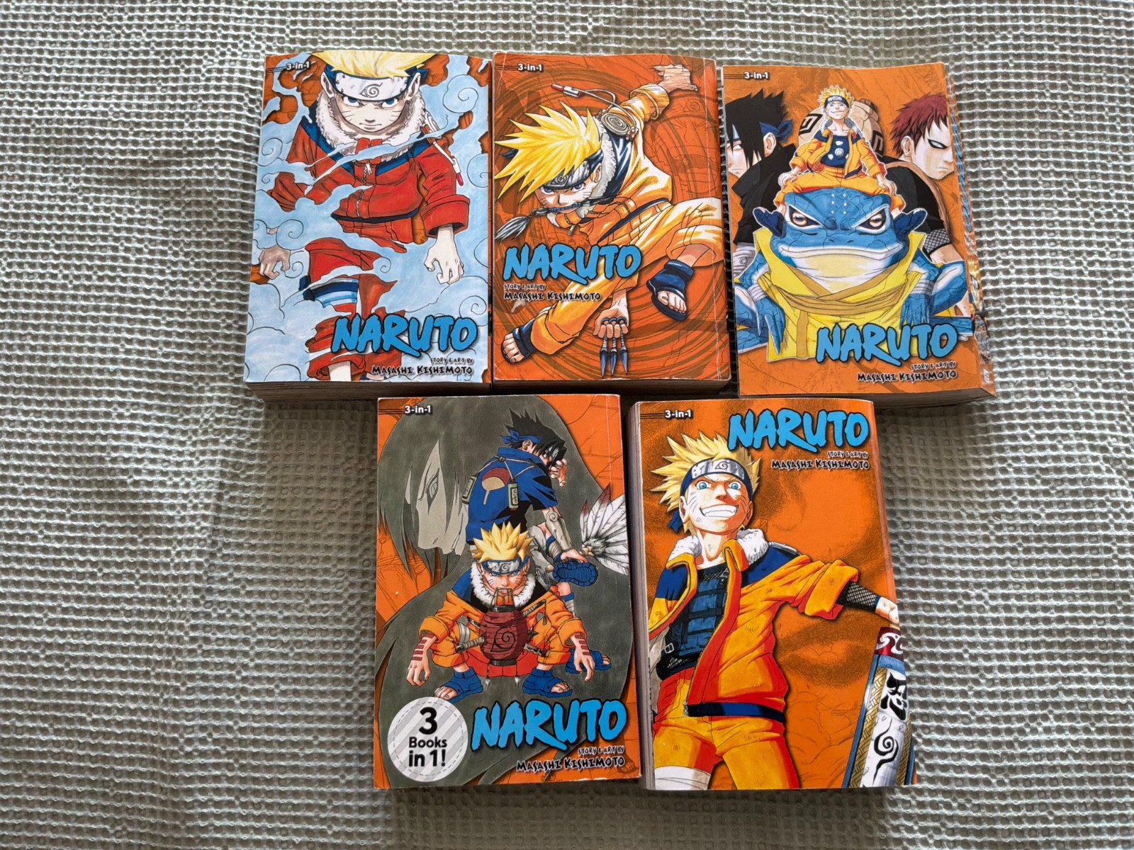 Naruto 3-in-1 Omnibus Vol. 1-15 - English Manga Lot Graphic Novels - 5 x books