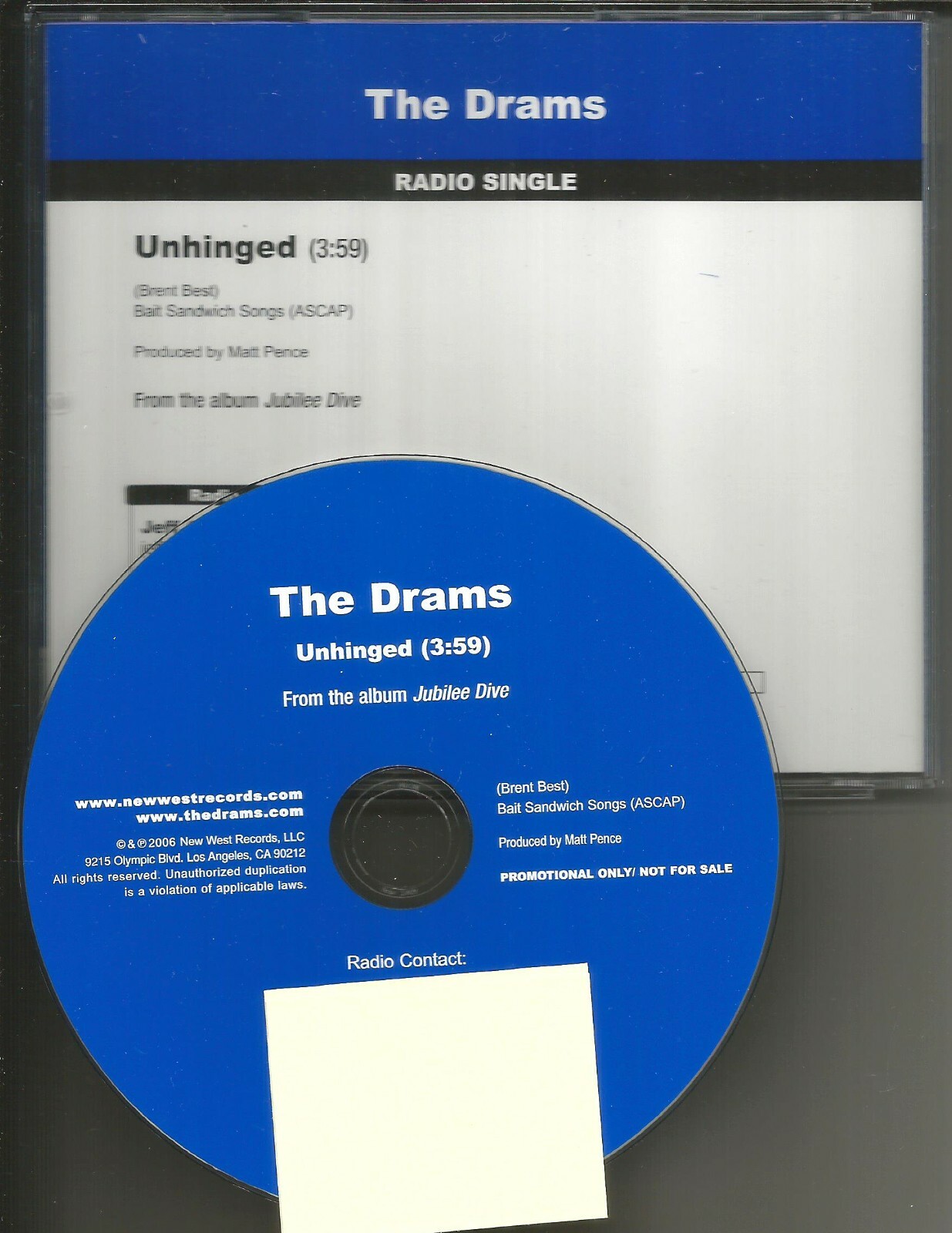 THE DRAMS Unhinged 2006 Ultra rare PROMO DJ CD single MINT USA