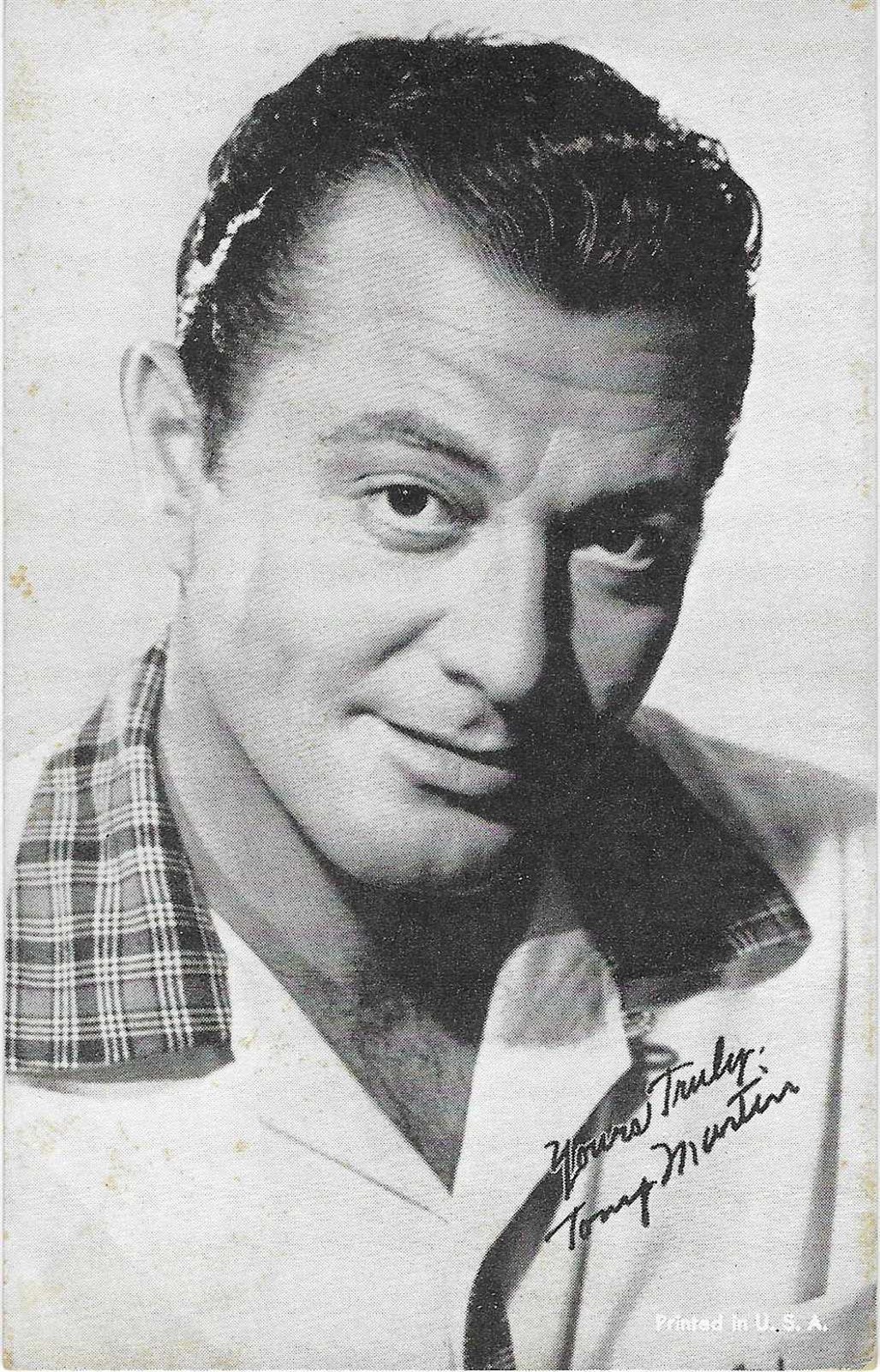 EXHIBIT CO. ARCADE VOCALISTS CARD ANNI 50 TONY MARTIN!! RARA, CARTA POPOLARE!!