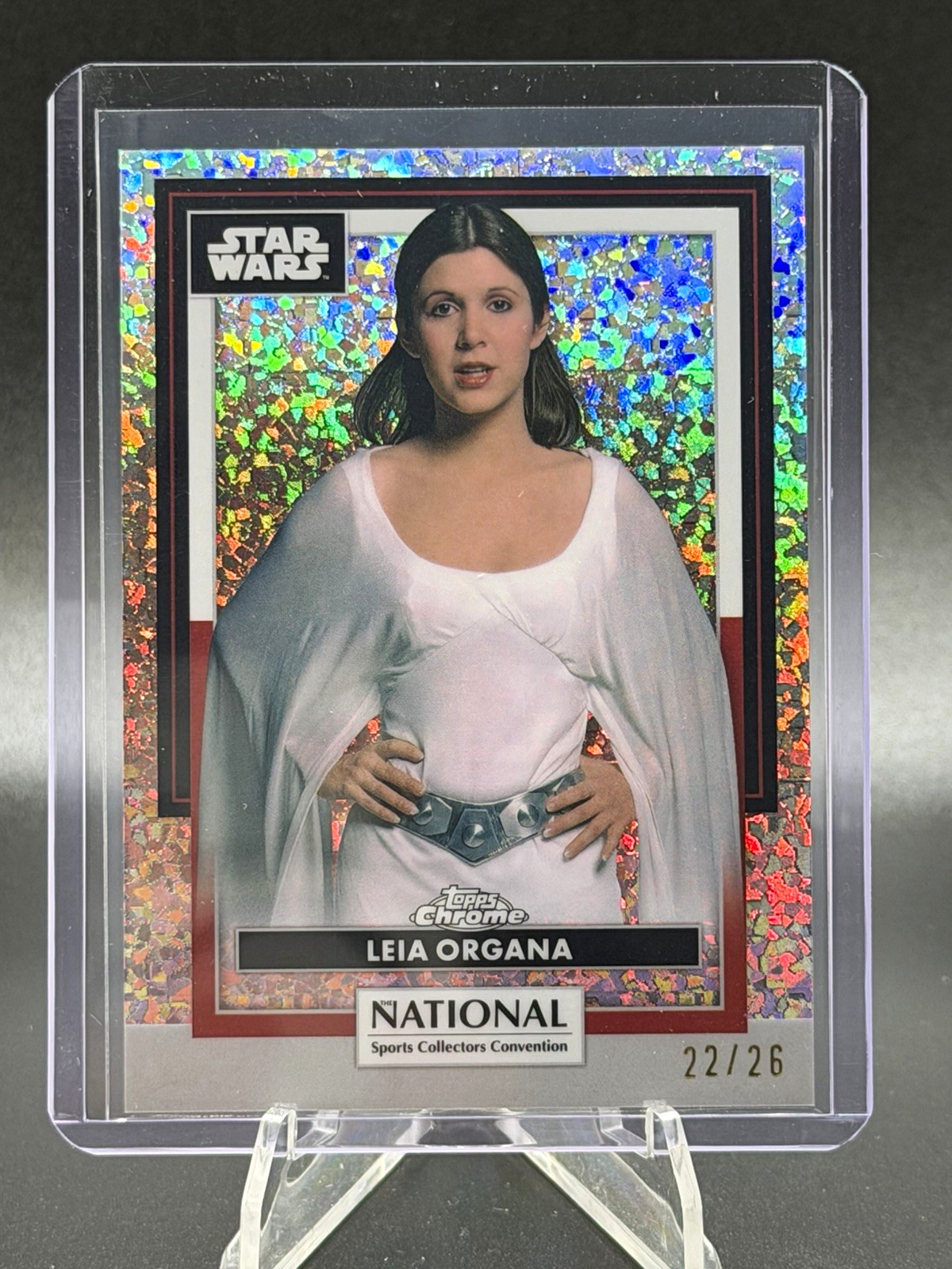 Topps Chrome Star Wars Leia Organa rifrattore annuale NSCC SW-47 22/26