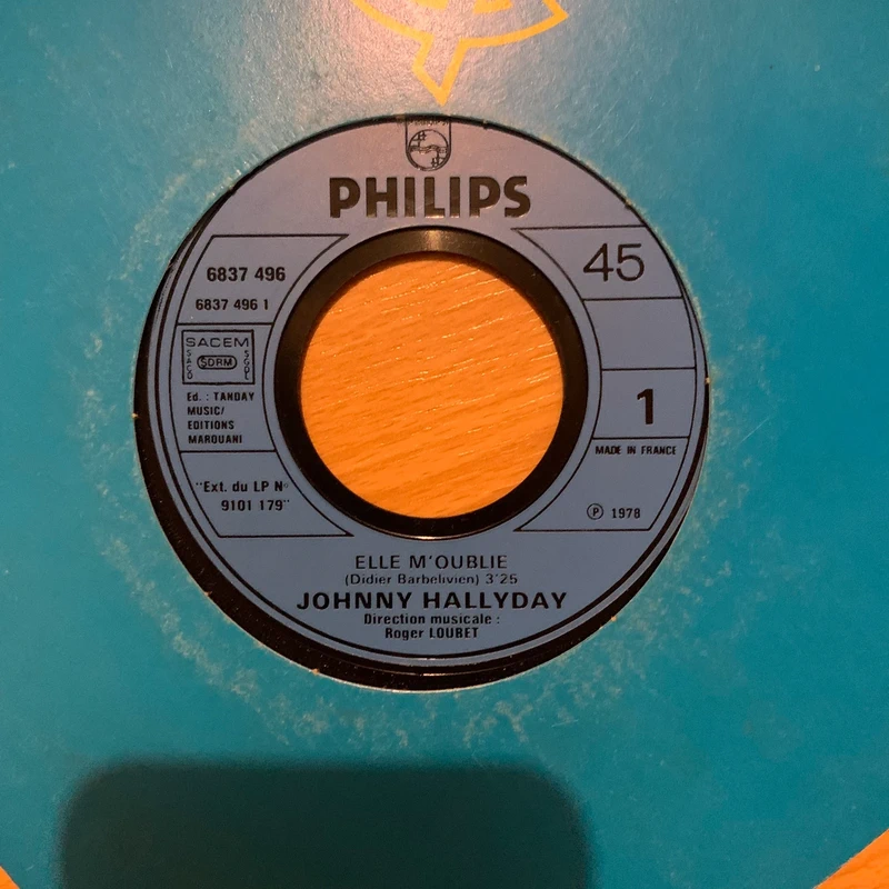 Vinyle 45 Tours - Johnny Hallyday - Elle M'oublie (1978) Philips