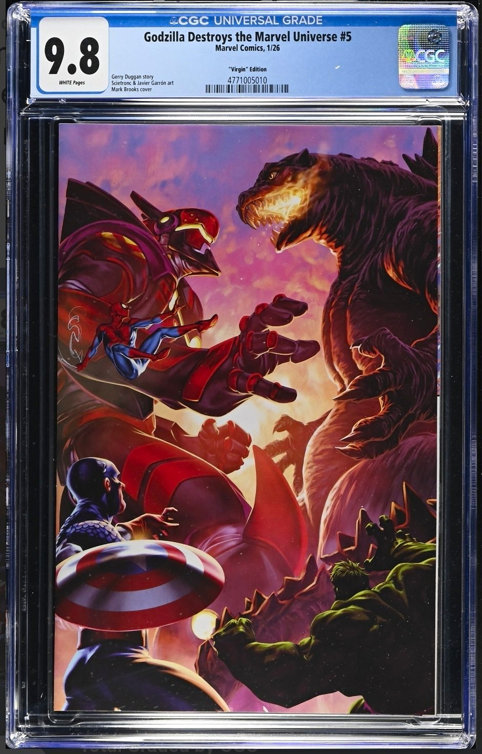 Godzilla distrugge l'universo Marvel #5 (1:50) CGC 9.8 variante Virgin