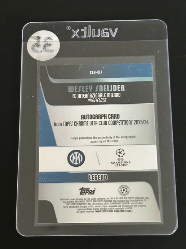 2025-26 Topps Chrome UCC Legends Autograph Wesley Sneijder #cla-WS /150 Blue Refractor