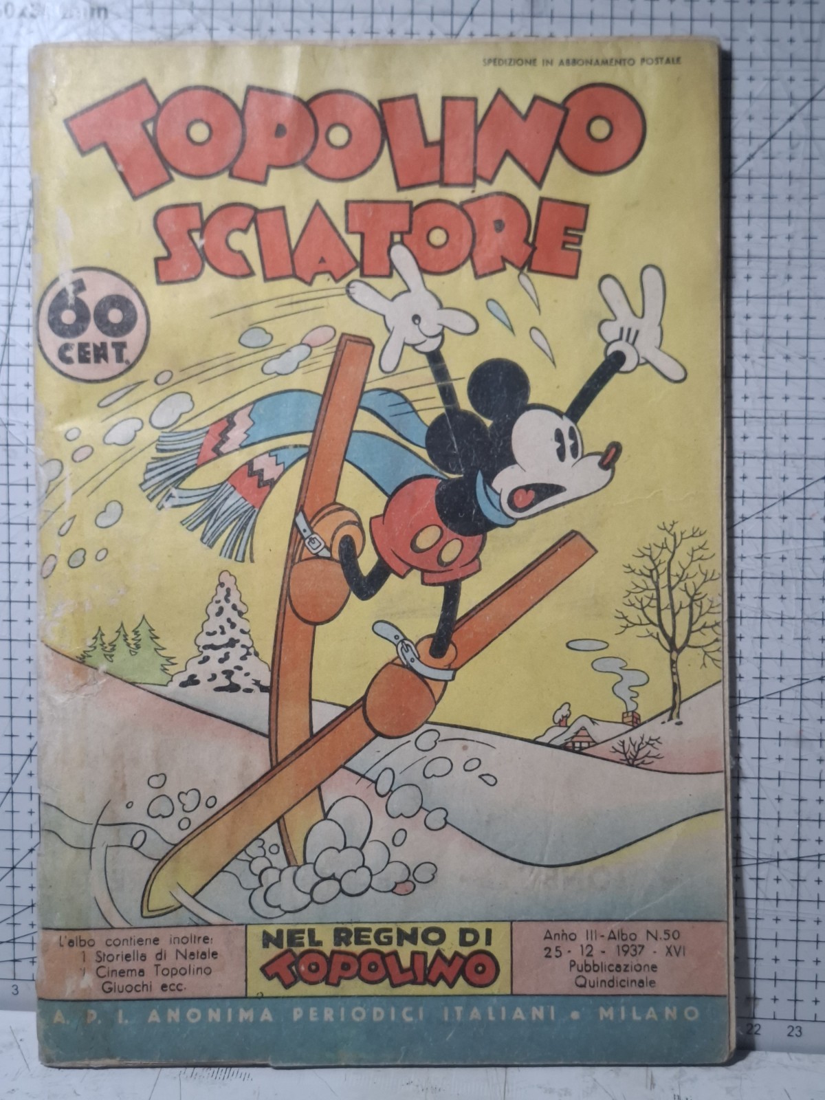 Disney Nel regno di Topolino Topolino sciatore n.50 1937 A.P.I. album
