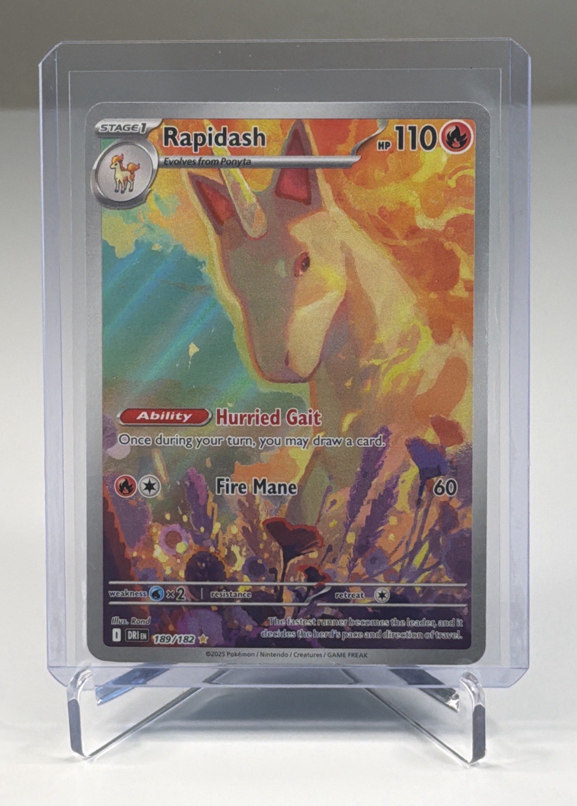 Pokémon TCG Rapidash Destined Rivals Illustration Rare Card 189/182 NM Near Mint