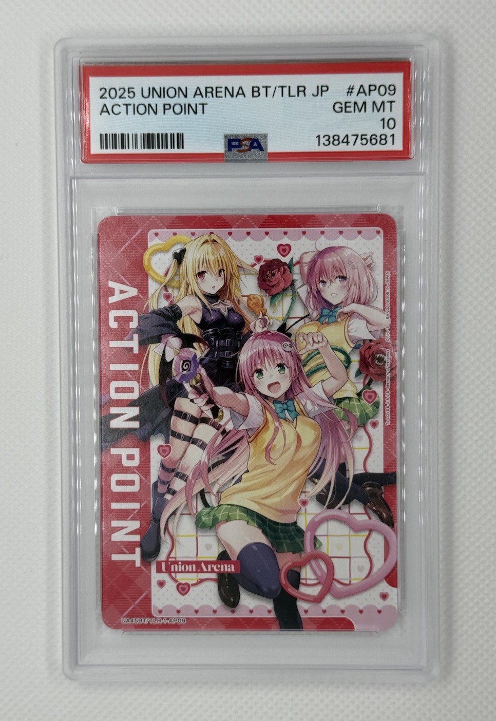 2025 Union Arena To Love Ru Darkness Action Point AP09 PSA 10 gemme ottime condizioni promo