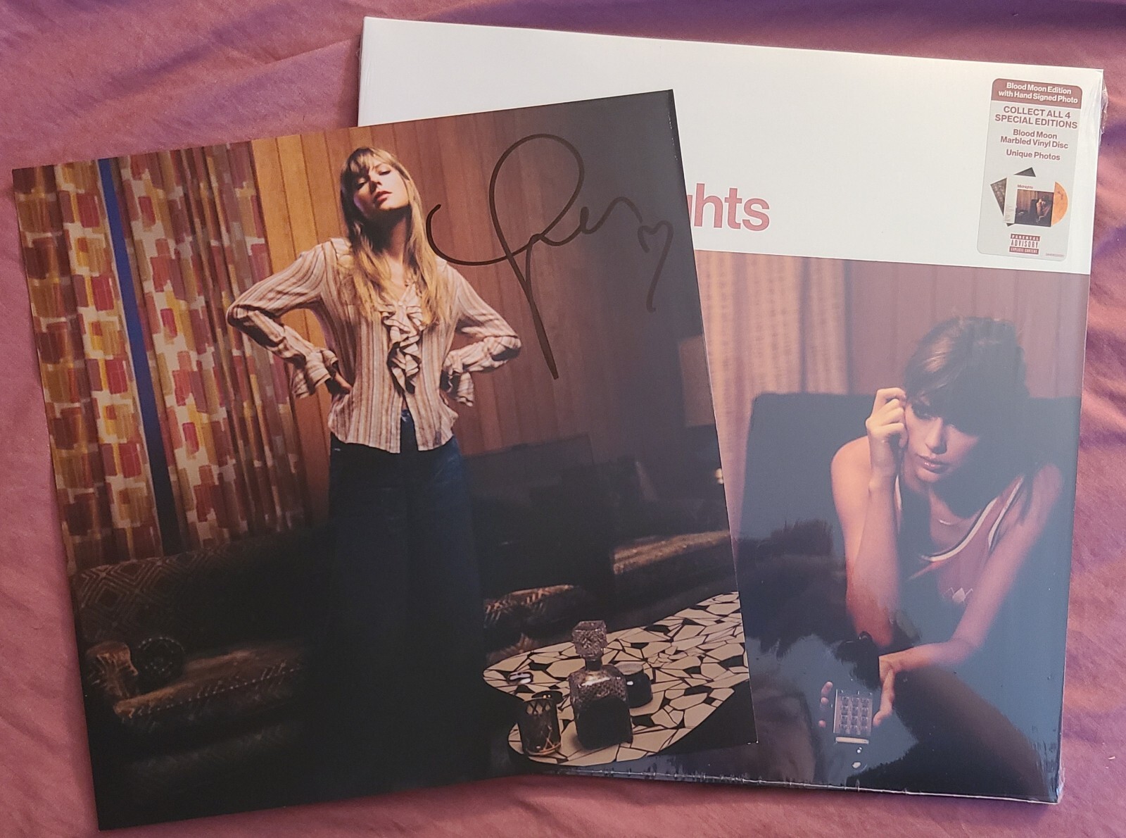 Taylor Swift Midnights Blood Moon Edition Vinyl + Signed Photo w/ Heart!
