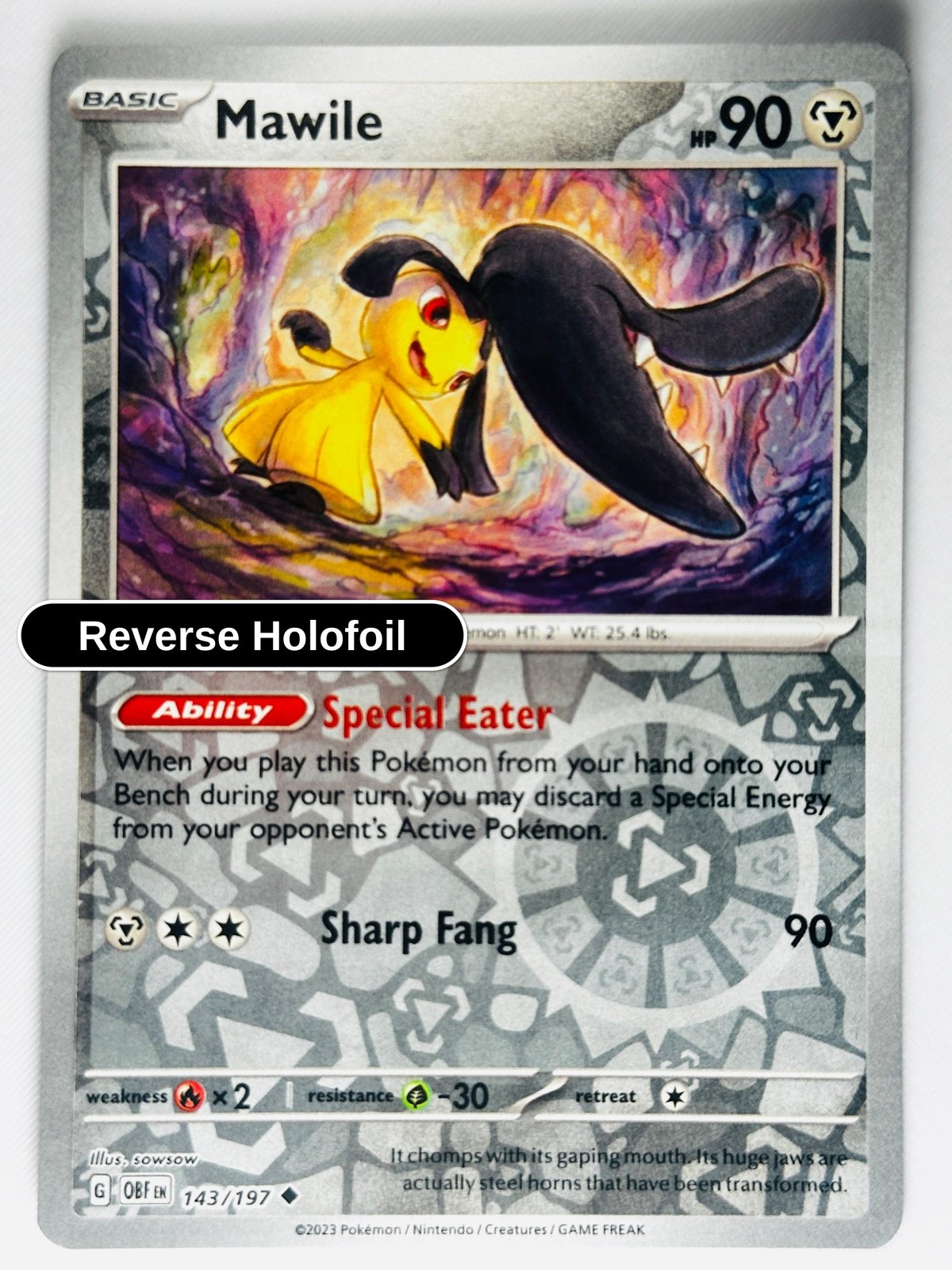 Mawile Reverse Holofoil fiamme di ossidiana 143/197 quasi nuovo