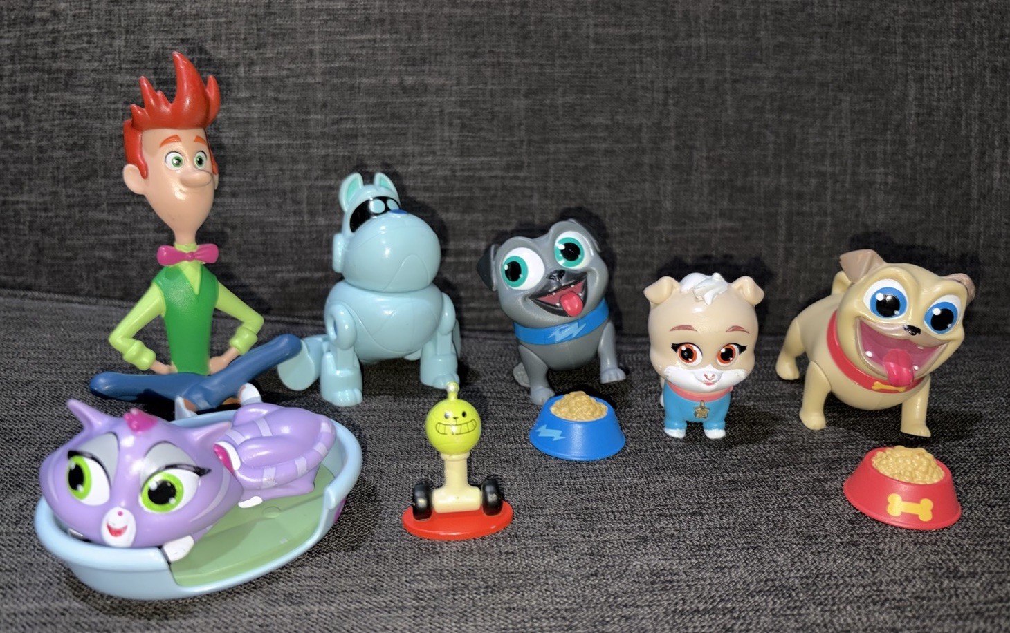 Lotto Figurine Disney Cucciolo Cane Pals Rolly Bingo Keia Hissy Bob A.R.F. Accessori