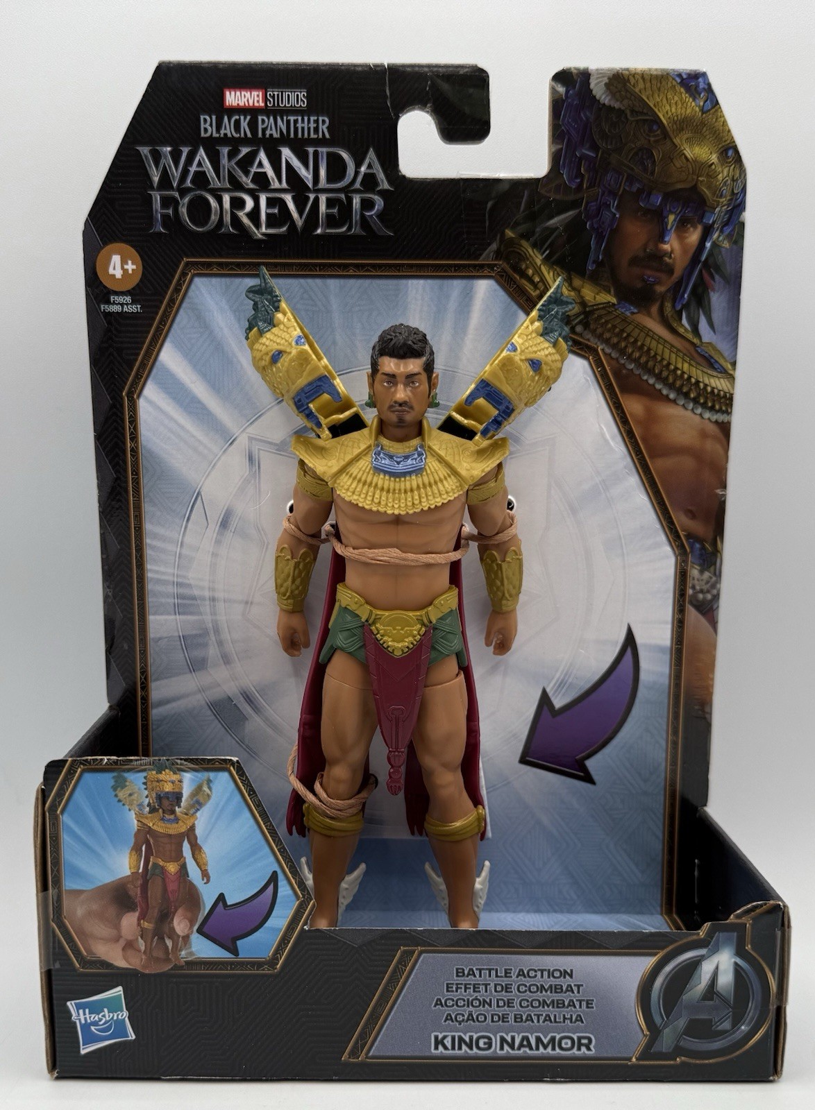 Black Panther King Namor Marvel Action Figure 6" Wakanda Forever Battle Hasbro