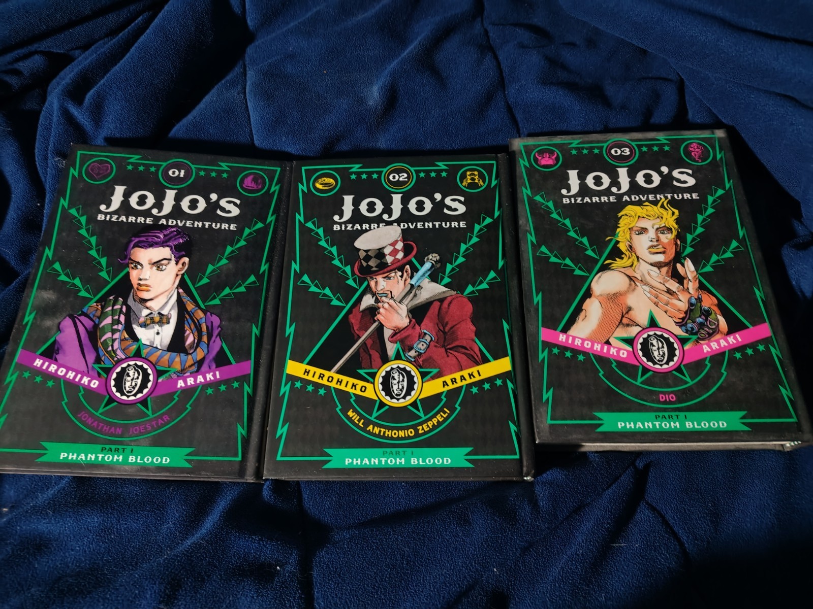 LOTTO DI 3 VIZ Media JoJo's Bizarre Adventure PARTE 1 manga vol 1-3 copertina rigida Araki