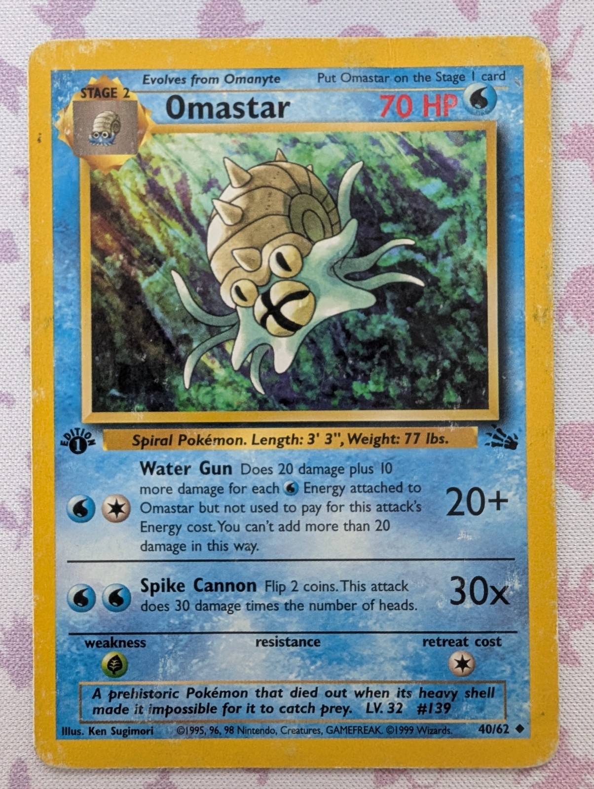 Omastar 40/62 Non Comune 1a Edizione Fossil Pokemom TCG WoTC Vintage HP