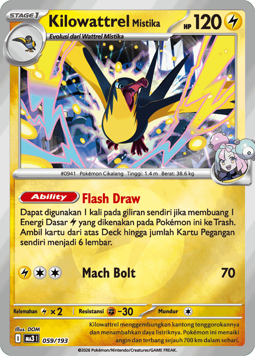 Kilowattrel di Iono 059/193 MA3 Energy Holo - Mega Set Impian Pokemon Indonesiano