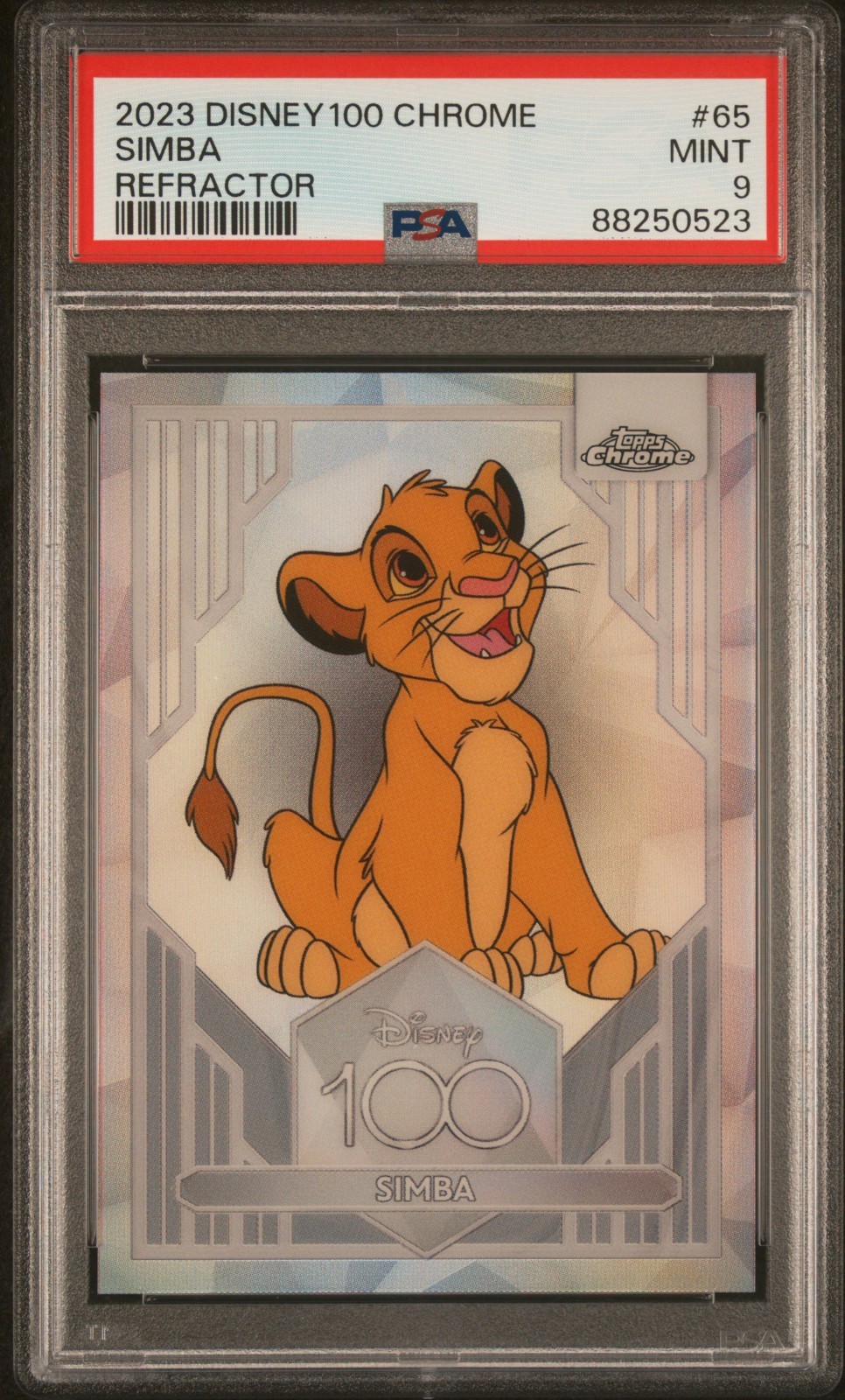 SIMBA 2023 TOPPS CHROME DISNEY 100 FIRST YEAR REFRACTOR #65 PSA 9 MINT LION KING