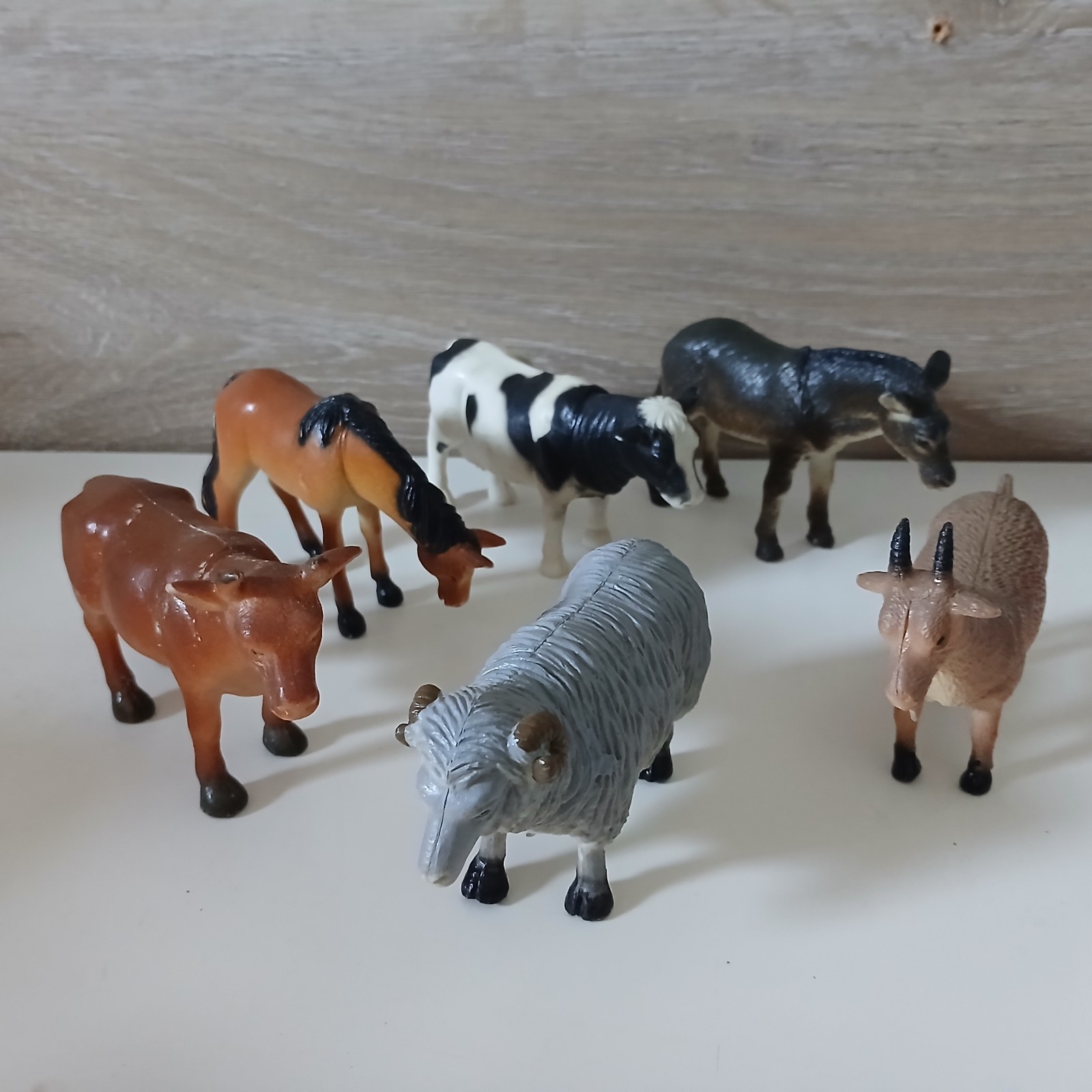 Animali da fattoria in plastica vintage Joblot mucca ariete capra cavallo asino toro Cina