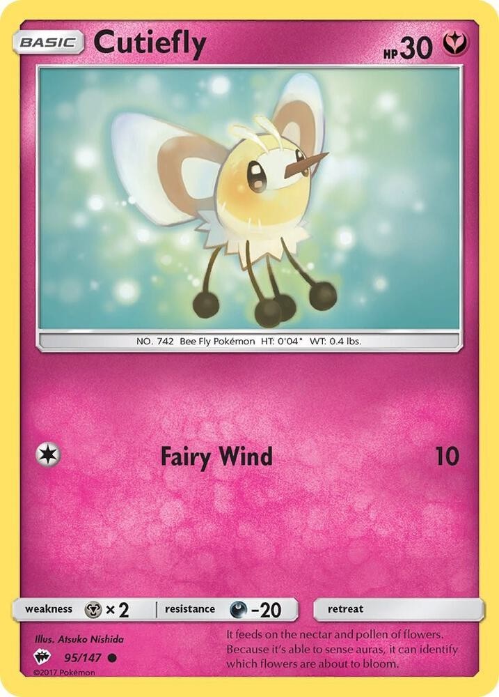 Cutiefly 95/147 Common Burning Shadows Pokemon Lightly Played
