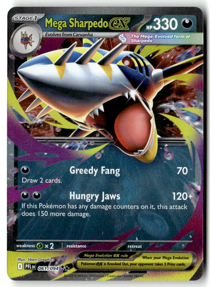 Mega Sharpedo ex 061/094 Double Rare Phantasmal Flames Pokemon Holo Near Mint