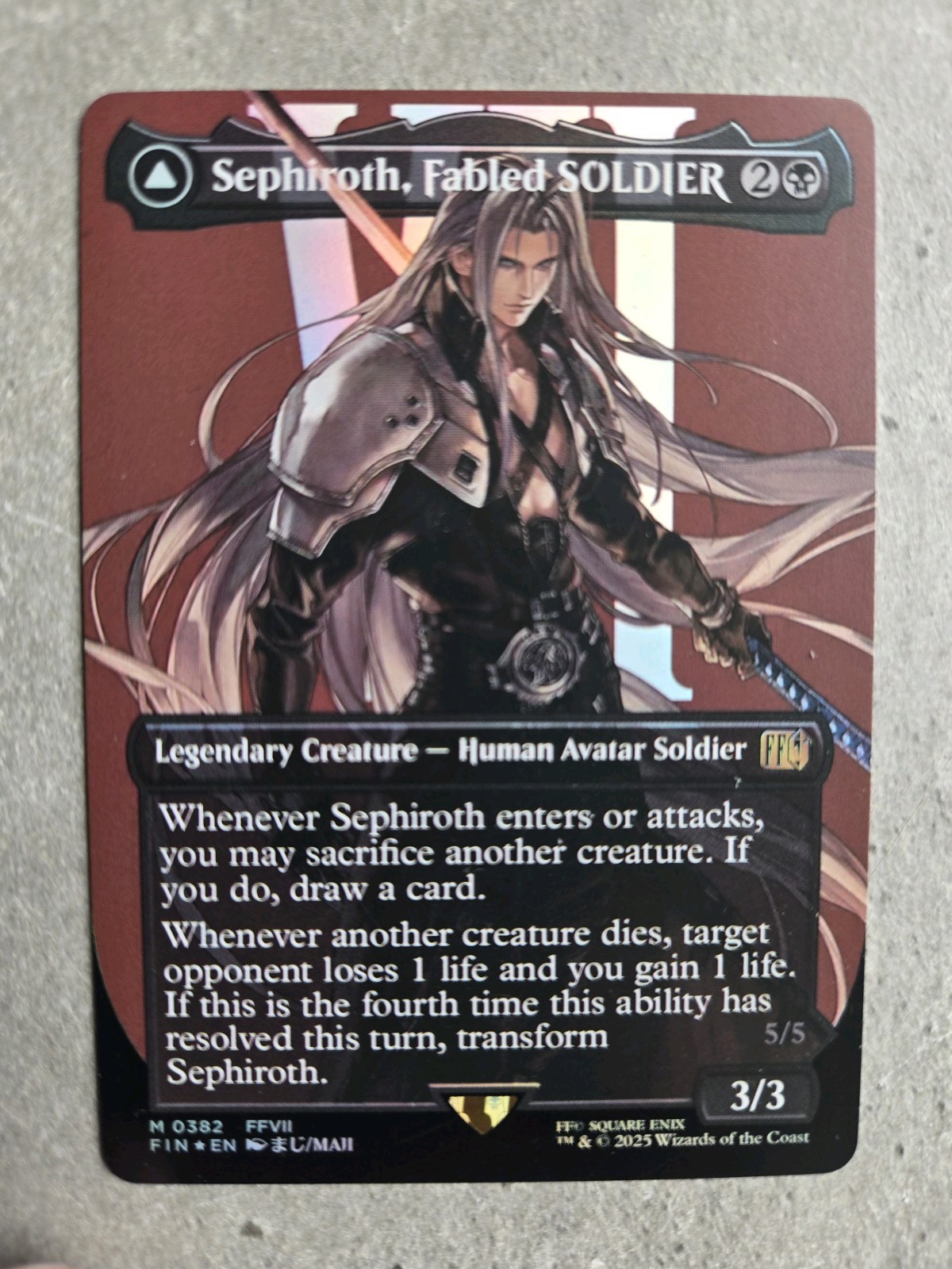 Sephiroth Fabled SOLDIER/Sephiroth One-Winged Angel ALT Foil Final Fantasy MTG