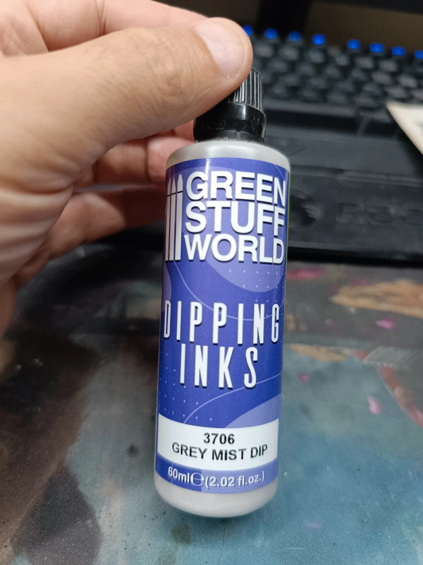 Peinture contraste green stuff word dipping inks grey mist dip