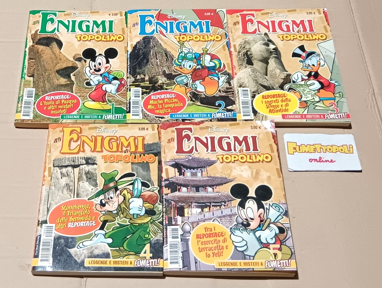 GLI ENIGMI DI TOPOLINO 1/5 serie completa Walt Disney Company 2007 rari BUONI