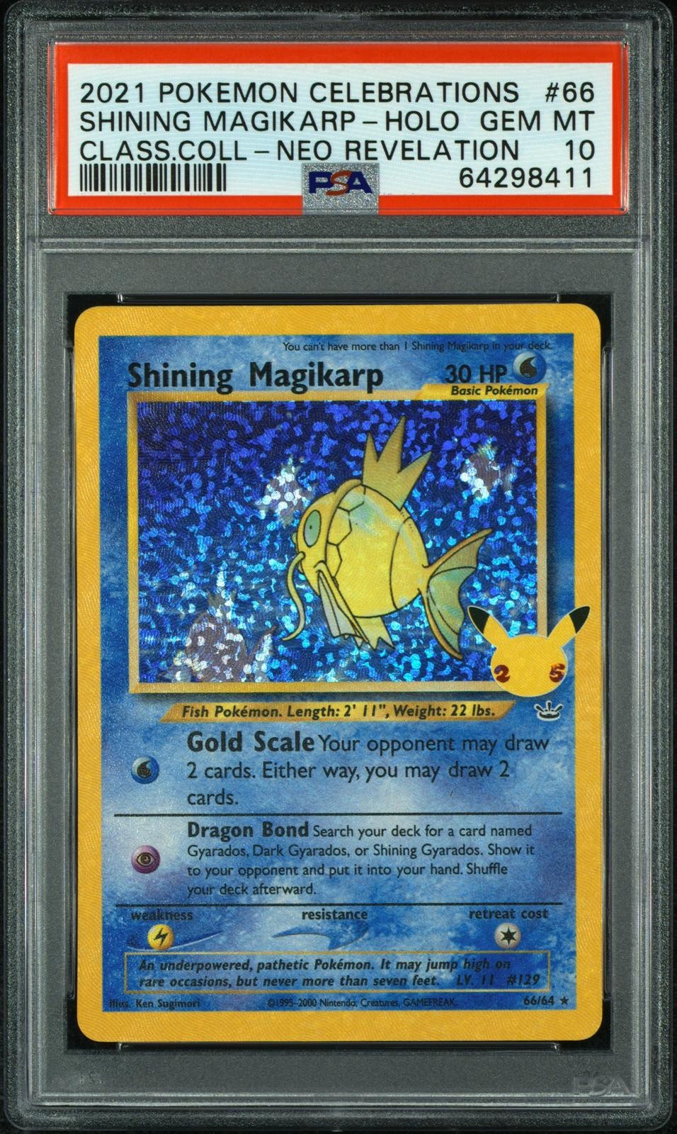 Pokemon Celebrazioni 2021 Shining Magikarp Holo Class Coll Neo Rev PSA 10 #66
