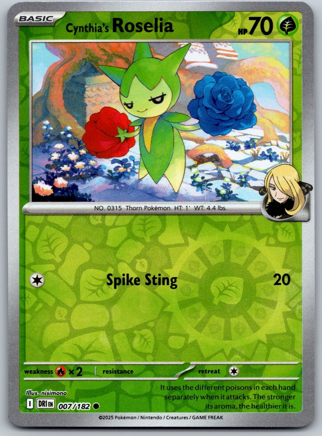 Cynthia's Roselia 007/182 Rivali Destinati Comuni Pokemon Reverse Holo Near Mint
