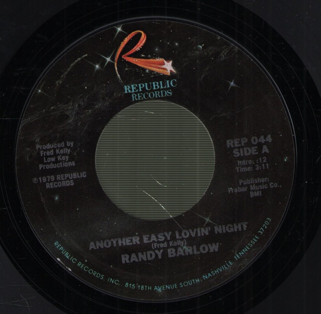 Randy Barlow Another Easy Lovin' Night Vinile USA Republic 1979 7" REP044