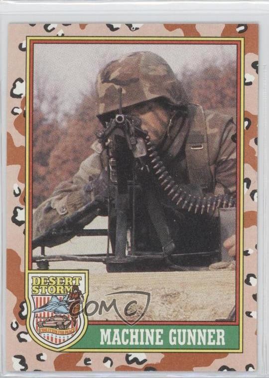 1991 Topps Desert Storm mitragliatrice (tempesta gialla; spazi vuoti sul retro) 2u3