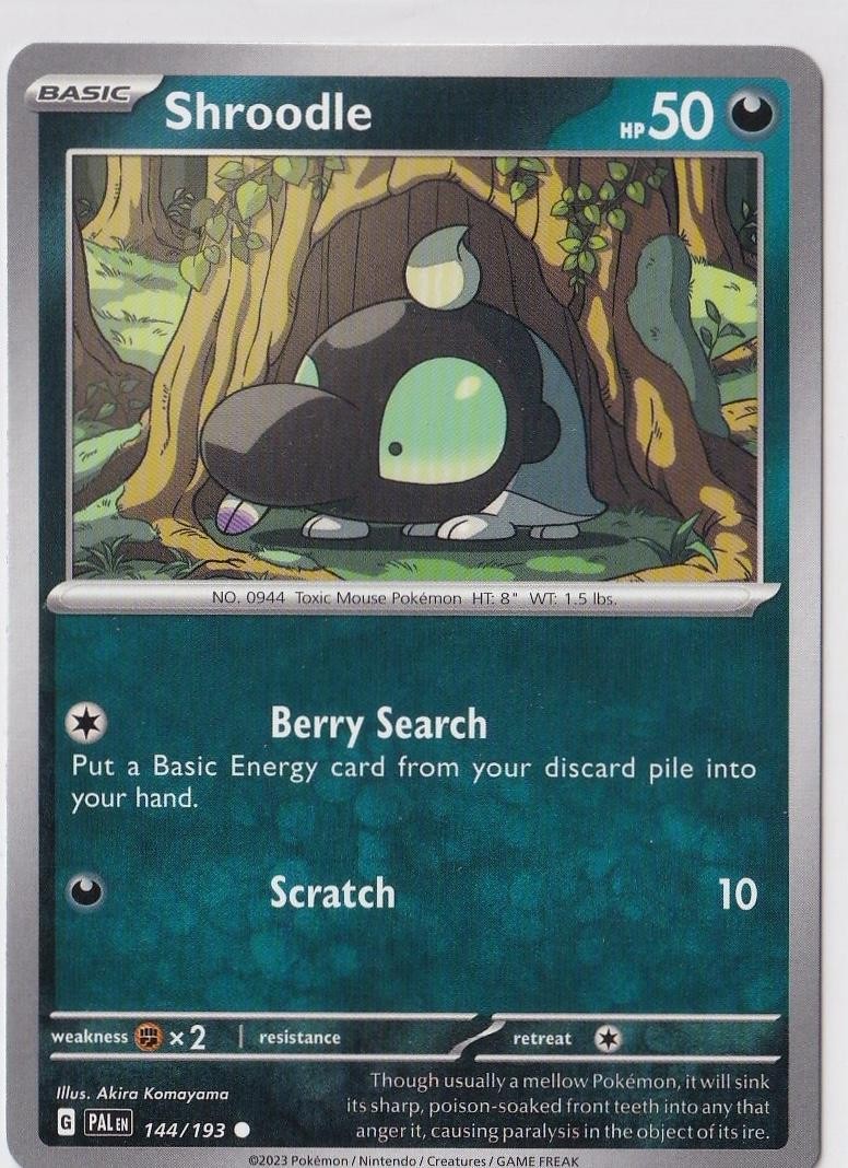 Shroodle 144/193 C Paldea Pokemon evoluto quasi nuovo